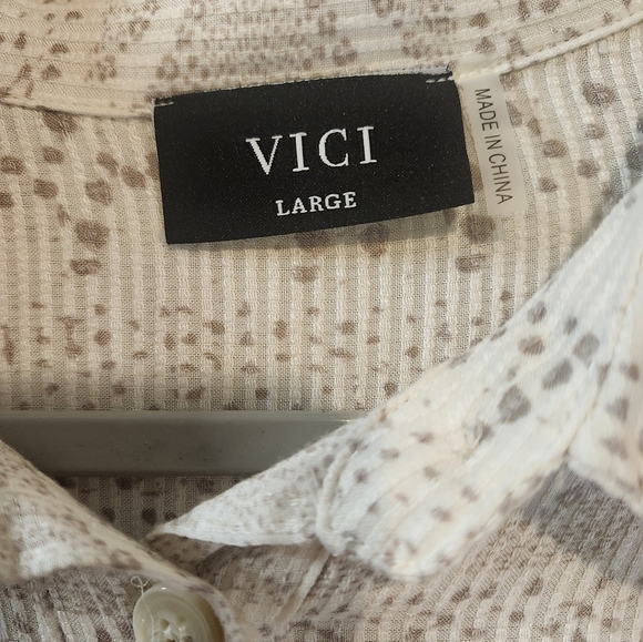 Vici Dolls Train Of Thought Dress In Taupe And Cream Size Large Boho Chic - Picture 6 of 9